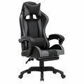 Sedia da Gaming Ergonomica in Similpelle, Grigio Nero, Altezza Regolabile, Girevole con Poggiapiedi e Cuscini di Supporto, Ideale per Ufficio e Casa