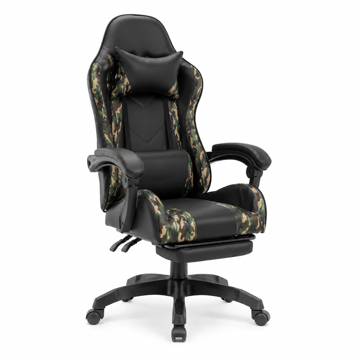 Poltrona da Gioco Ergonomica in Ecopelle con Funzione Reclinabile e Poggiapiedi