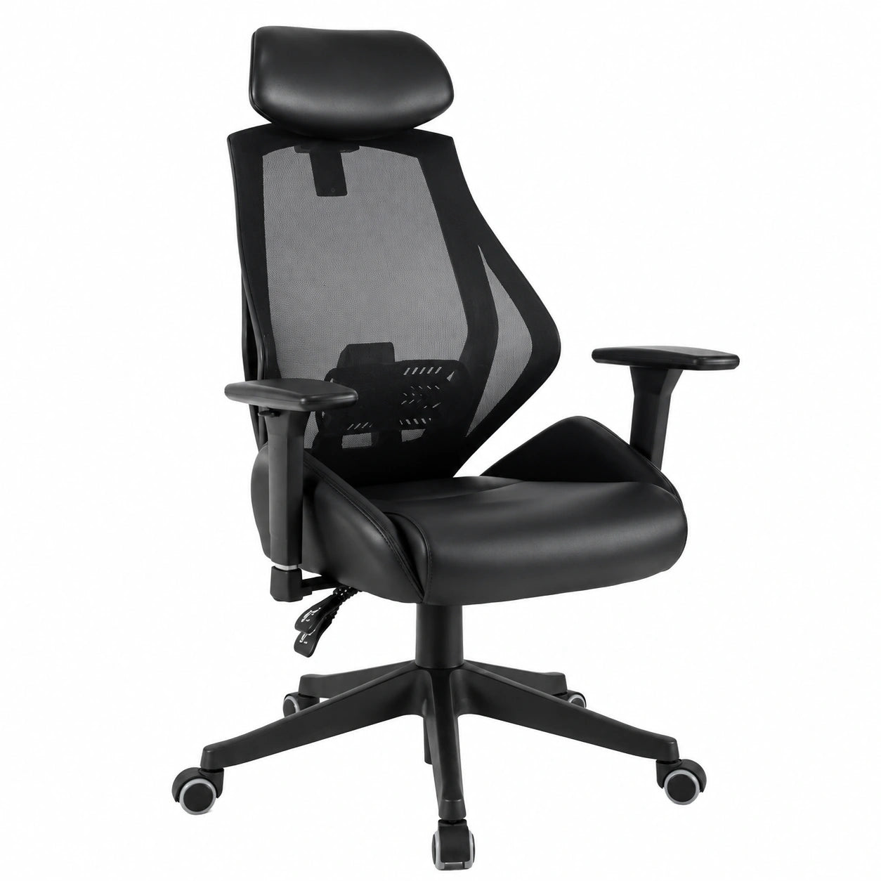 Poltrona Ufficio Ergonomica in Pelle PU, Altezza Regolabile, Braccioli Reclinabili, Schienale Traspirante