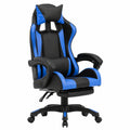 Poltrona da Gaming Blu e Nera in Ecopelle con Poggiapiedi e Altezza Regolabile