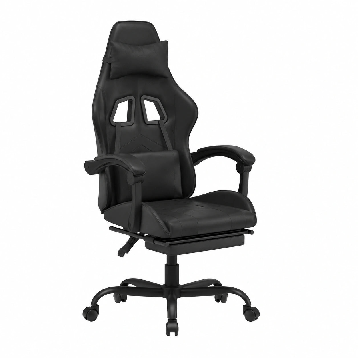 Poltrona Gaming Ergonomica in Ecopelle con Poggiapiedi, Altezza Regolabile, Braccioli e Ruote, per Ufficio e Casa