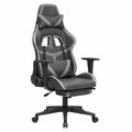 Sedia da Gaming Ergonomica in Similpelle Nero e Grigio con Poggiapiedi, Schienale Reclinabile e Altezza Regolabile, Base Girevole con Rotelle