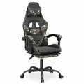 Sedia da Gaming Ergonomica con Poggiapiedi e Braccioli, Regolabile in Altezza, Rivestimento in Similpelle Nera, Reclinabile per Ufficio e Gioco