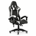 Sedia da Gaming Ergonomica in Pelle PU con Poggiatesta e Cuscino Lombare, Ideale per Ufficio e Casa, Bianco