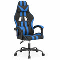 Sedia da Gaming Reclinabile con Poggiapiedi, Compatibile per Ufficio e Camera da Letto, Similpelle Nero e Blu