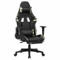 Sedia da gaming ergonomica reclinabile in ecopelle camo nero con poggiapiedi massaggiante e braccioli regolabili