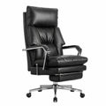 Poltrona Direzionale Ergonomica con Supporto Lombare e Poggiapiedi, Sedia Girevole Reclinabile a 160° in Pelle Nera
