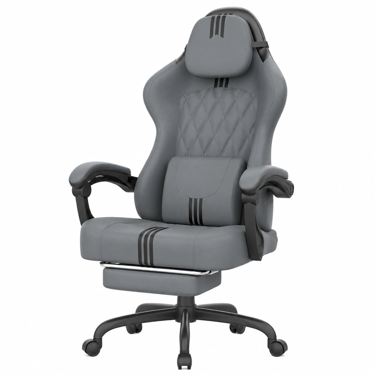 Sedia da Gaming Ergonomica Ferghana in Pelle PU, Regolabile e Confortevole, Ideale per Ufficio e Scrivania, Grigio-Nero