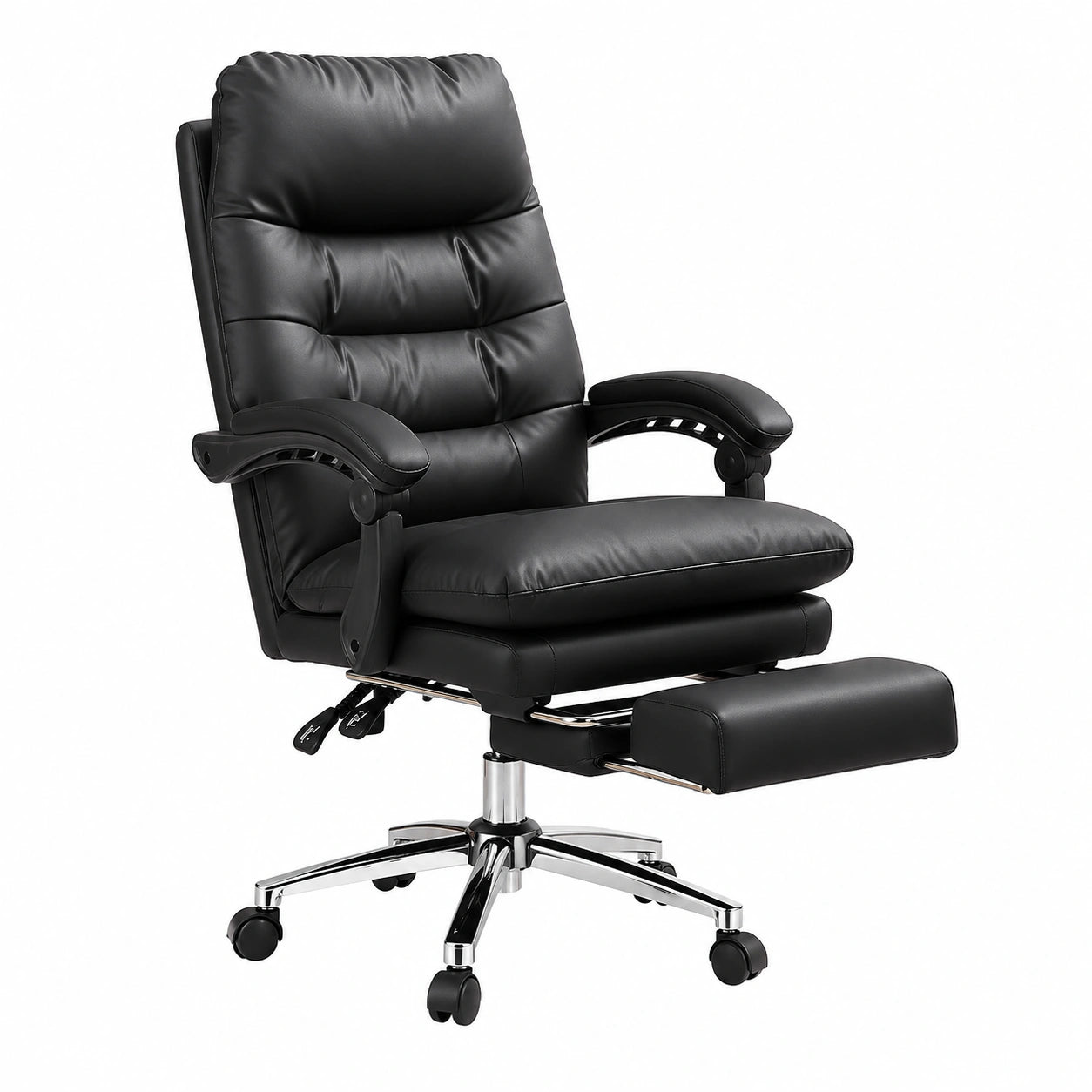 Sedia Ergonomica da Ufficio in Pelle con Supporto Lombare e Poggiapiedi