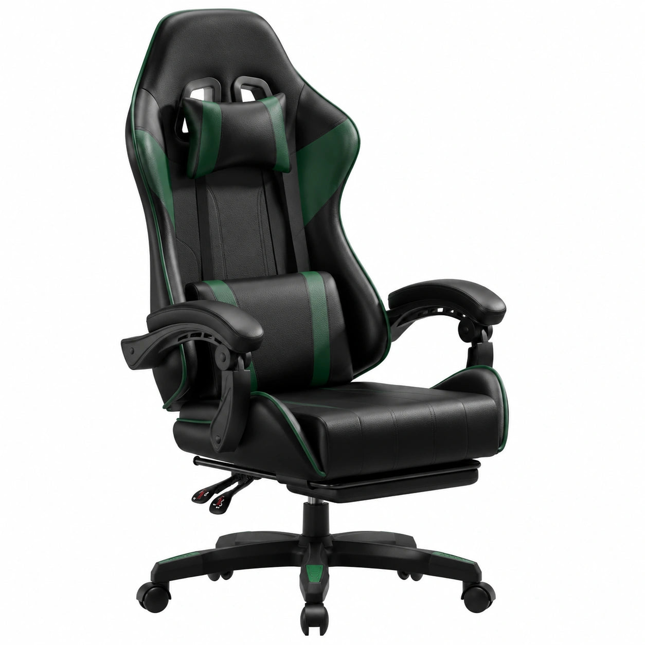 Sedia da Gaming Ergonomica con Poggiatesta e Poggiapiedi, Poltrona Regolabile e Supporto Lombare, Nero/Verde