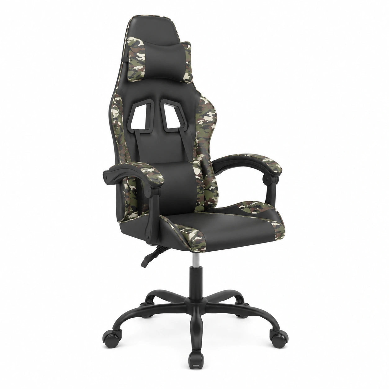 Sedia da Gioco Ergonomica in Ecopelle con Poggiapiedi, Ideale per Ufficio e Sala Giochi, Design Nero e Mimetico
