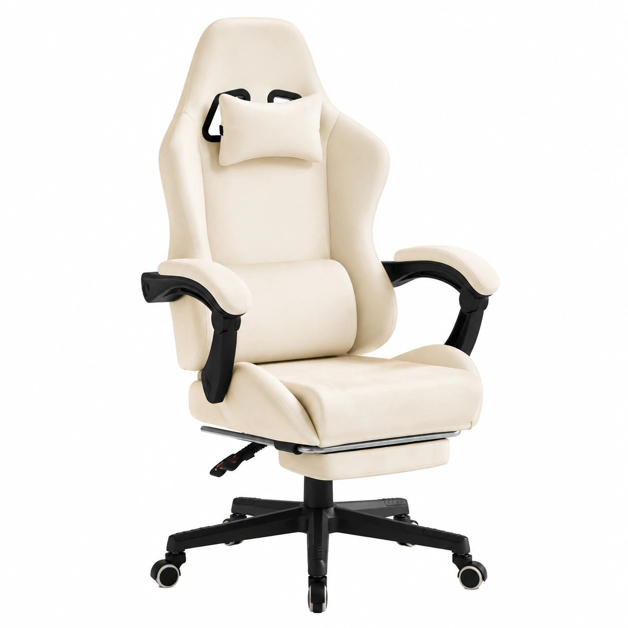 Sedia Gaming Ergonomica WOLTU in Tessuto Scamosciato Crema, Regolabile e Silenziosa