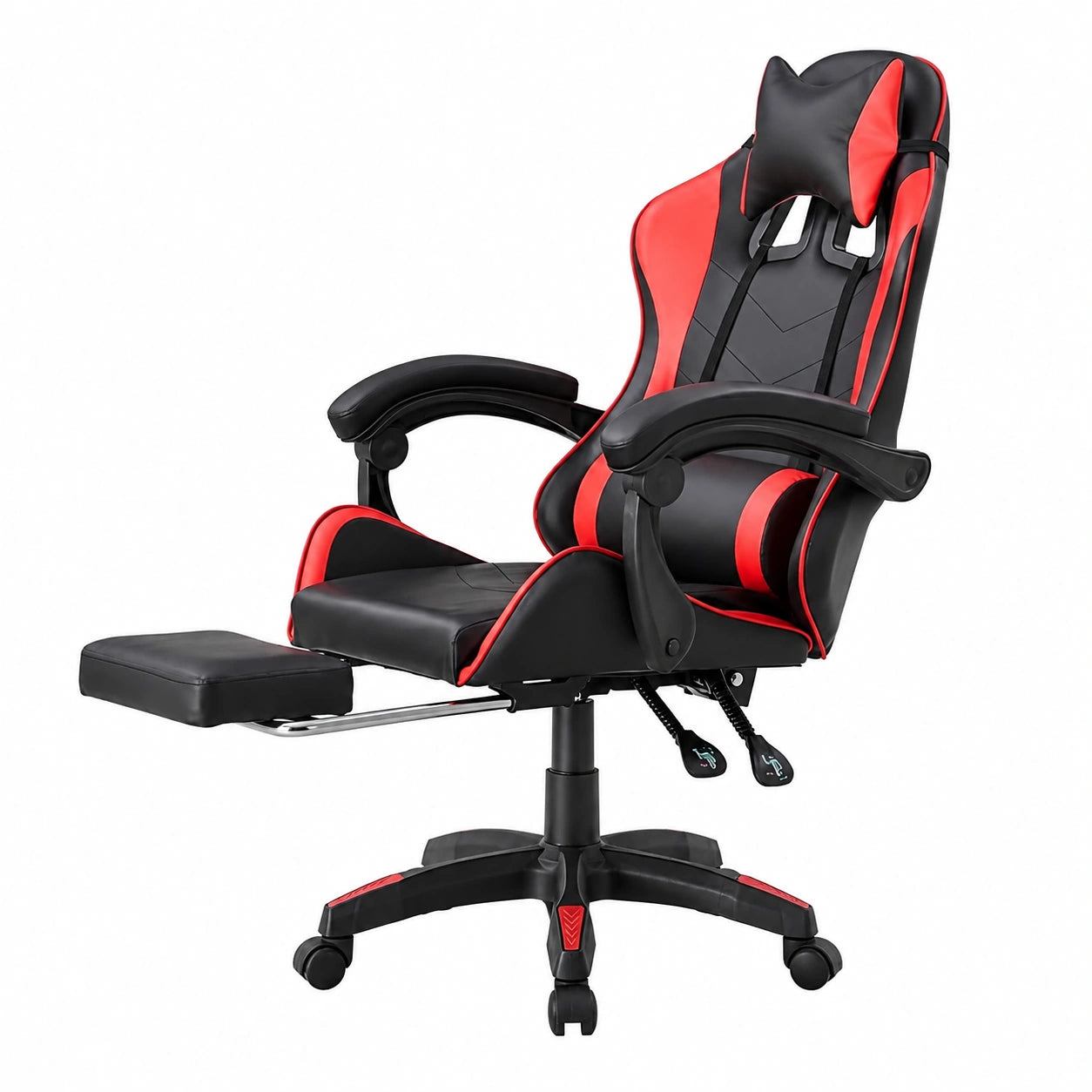 VIRSUS Sedia Gaming Ergonomica in Similpelle Reclinabile con Poggiapiedi e Supporto Lombare, Regolabile in Altezza e Inclinazione, Nera e Rossa