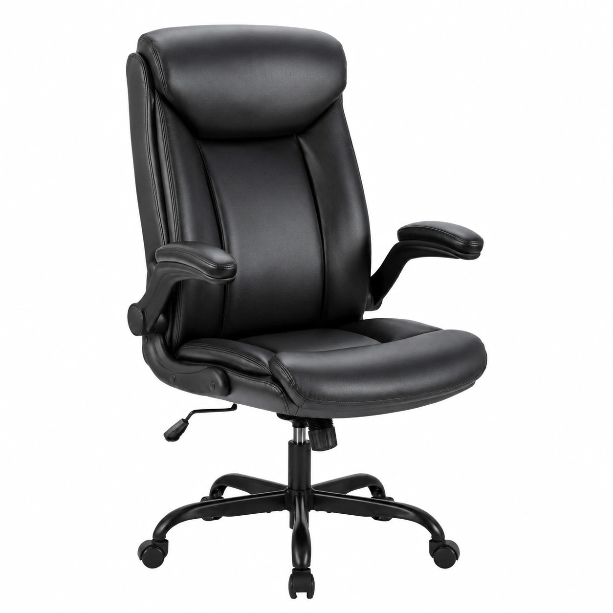 Sedia Ergonomica Ufficio in Pelle PU, Girevole con Braccioli Regolabili e Altezza Adattabile, Ideale per Lavoro e Gioco (Nero)