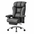 Sedia Ergonomica da Ufficio in Ecopelle PU con Poggiapiedi, Supporto Lombare e Carico 200kg - Grigio