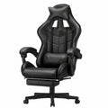 Sedia da Gaming Ergonomica con Massaggio e Poggiapiedi, Regolabile in Altezza e Braccioli, Rivestimento in PU Nero